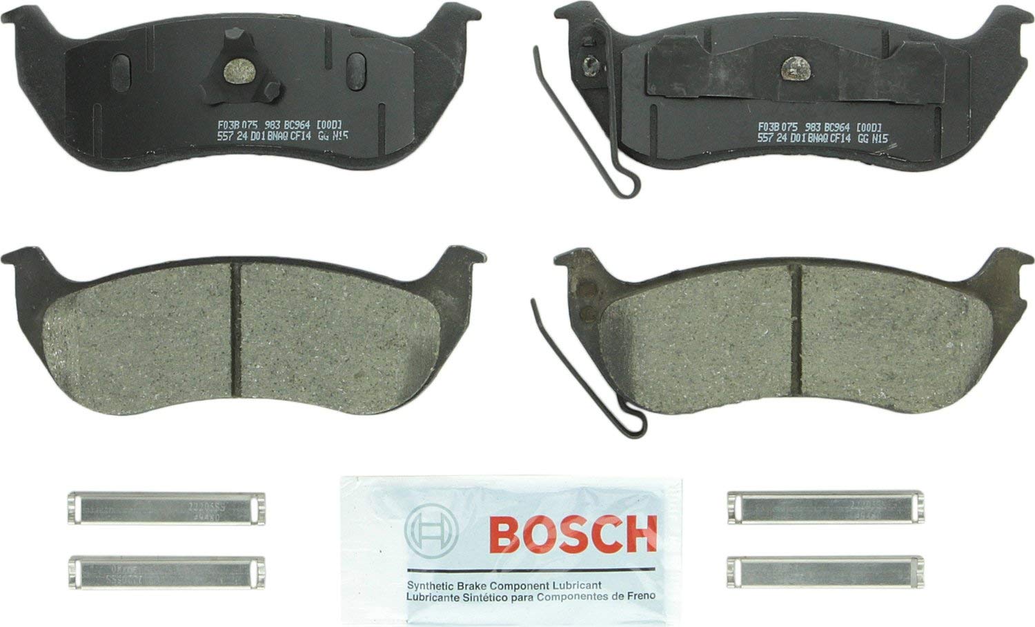 Bosch BC964 QuietCast Premium Ceramic Disc Brake Pad Set For Select Ford Explorer, Explorer Sport Trac; Jeep Liberty, TJ, Wrangler; Mercury Mountaineer; Rear