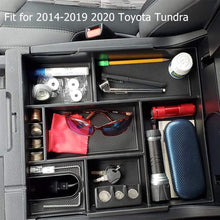 JAUTO Center Console Organizer Tray for 2014-2019 2020 Toyota Tundra, Insert ABS Armrest Storage Box Tundra Accessories - Full Tray (Black)