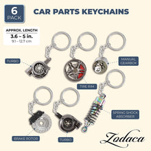 Zodaca Car Parts Keychain Set (Metal, 6 Pieces)