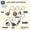Zodaca Car Parts Keychain Set (Metal, 6 Pieces)