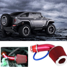 Qiilu 76mm 3 Inch Universal Car Cold Air Intake Filter Aluminum Induction Hose Pipe Kit (Red)
