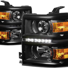 For Chevy Silverado GMT K2XX Projector LED Headlight+4,300K H1 HIDs+Thick Ballasts (Black Housing Amber Reflector)