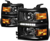 For Chevy Silverado GMT K2XX Projector LED Headlight+4,300K H1 HIDs+Thick Ballasts (Black Housing Amber Reflector)