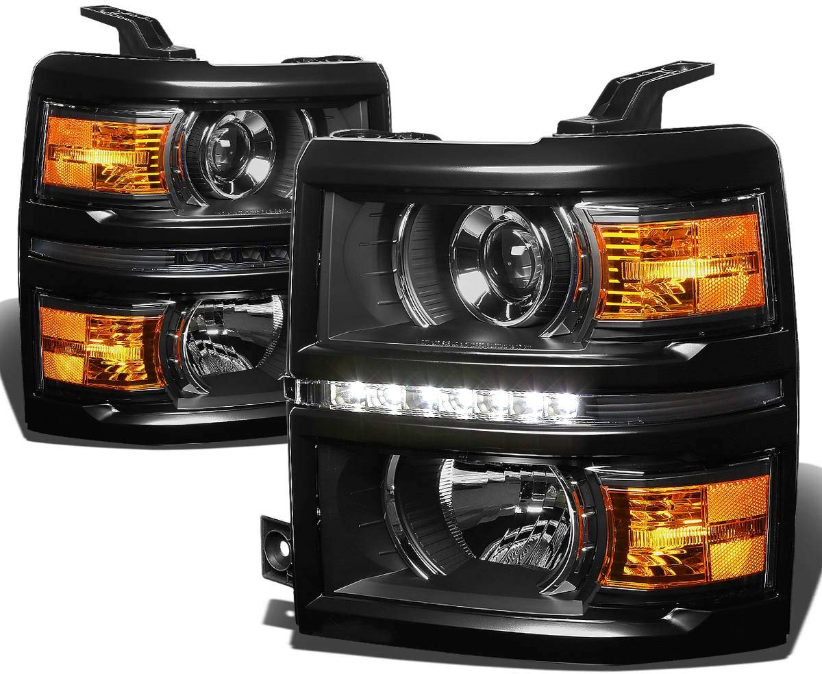 DNA Motoring HL-HPL-LED-CSIL14-BK-AM Headlight Assembly (Driver and Passenger Side)