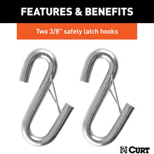 CURT 80136 43-7/8-Inch Vinyl-Coated Trailer Safety Cables, 3/8-In Snap Hooks, 3,500 lbs Break Strength, 2-Pack