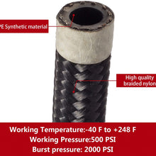 10 Ft 6AN AN6 Black Nylon And Stainless Fuel Oil Gas Line Hose