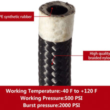 Vincos 16Ft 6 an AN6 Nylon and Stainless Steel Braided Oil Gas Fuel Hose Fuel Line + 10pcs 6an Hose Fitting Kit Black Leak Free