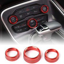 JeCar Audio Air Conditioner Button Trim Cover Aluminum Alloy Knob Cover for Dodge Challenger Charger 2015-2019, Red