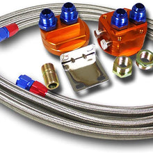 Universal Aluminum Engine Oil Filter Relocation Kit Male + 3X Stainless Line