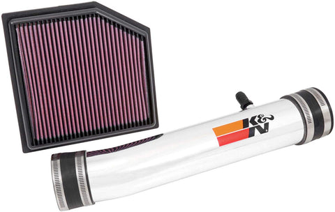 K&N Cold Air Intake Kit with Washable Air Filter: 2013-2019 Lexus (GS 350, IS 350, RC 350, IS 250) 2.5/3.5L V6, Polished Metal Finish with Red Oiled Filter, 69-8704TP