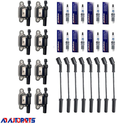 New Ignition Coil Pack: 8 D513A Ignition Coils + 8 OEM 41-962 Platinum Spark Plugs + 8 Herko Spark Plug Wires