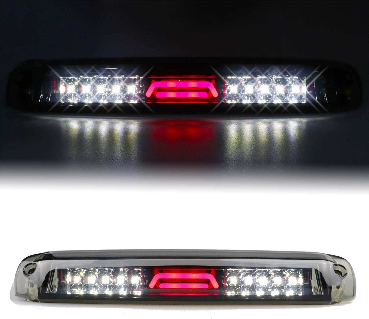 Youxmoto LED 3rd Brake Light High Mount Stop Light for 99-06 Chevrolet Silverado/GMC Sierra 1500-3500, 01-06 Chevrolet Silverado/GMC Sierra 1500-3500 HD Chrome Housing Smoke Lens