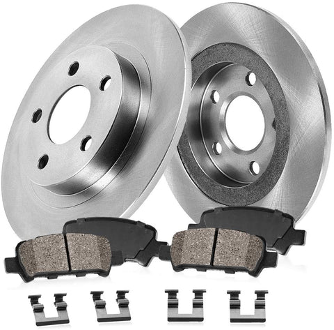 Callahan CRK03035 REAR 262mm Premium OE Solid 5 Lug [2] Brake Rotors + Ceramic Brake Pads + Hardware