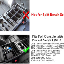 Jaronx Center Console Organizer Tray+Coin Holder for Chevy Silverado/GMC Sierra 1500 (2014-18) and 2500/3500 HD (2015-19) / Chevy Suburban/Tahoe/GMC Yukon (2015-20),Armrest Secondary Storage Box