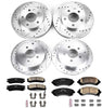 Power Stop K4382 Front & Rear Brake Kit with Drilled/Slotted Brake Rotors and Z23 Evolution Ceramic Brake Pads