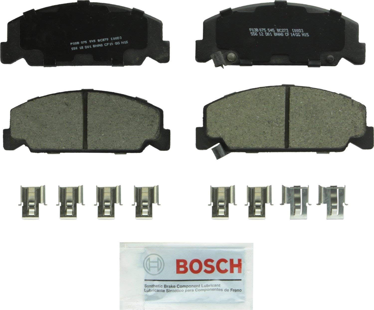 Bosch BC273 QuietCast Premium Ceramic Disc Brake Pad Set For Honda: 1984-1985 Accord, 1988-2000 Civic, 1993-1997 Civic del Sol, 1988-1989 CRX; Front