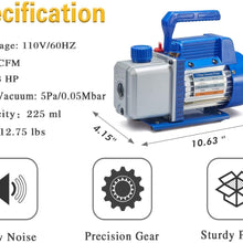 NewPosition 4CFM 1/3HP Air Vacuum Pump HVAC A/C Refrigeration Tool Kit AC,Auto Repair Equipment, Manifold Gauge Set(R134A R22),Coupler Valve, 3 Hoses, Ideal for Food Packaging,Milking,Medical etc