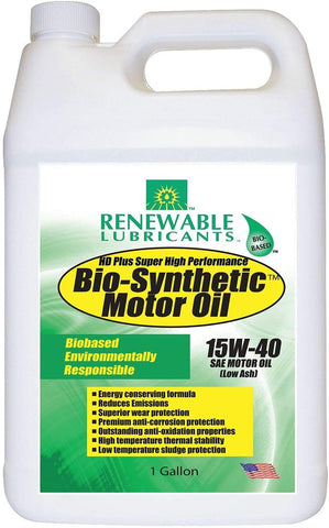 Renewable Lubricants Engine Oil, Bio-Synthetic, 1 Gal., 15W40 - 85353