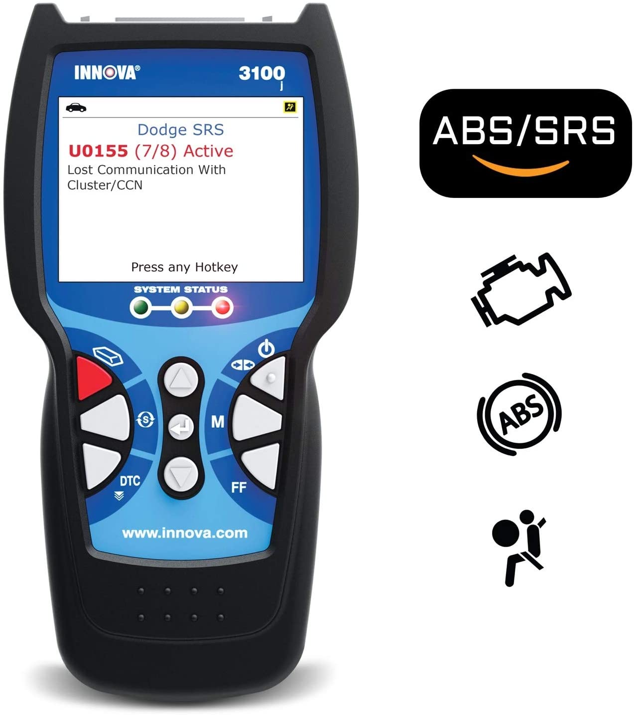Innova 3100j OBD2 Scanner / Car Code Reader with ABS, SRS, and Service Light Reset