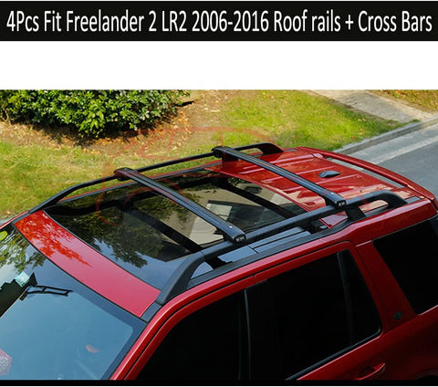 KPGDG Fit for Land Rover Freelander 2 LR2 2006-2016 4Pcs Aluminium Roof Rail Roof Rack Cross Bars Crossbar - Black