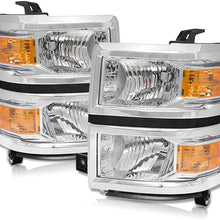 For 14-16 Chevy Silverado 1500 Clear Pair Headlights Headlamps Amber Signal Reflector Lamps