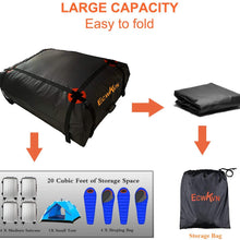 ECWKVN Car Roof Bag Cargo Carrier, 20 Cubic Ft Waterproof Rooftop Cargo Bag with 6 Reinforced Straps + Storage Bag, Heavy Duty Roof Cargo Carrier Bag for All Vehicle with/Without Rack