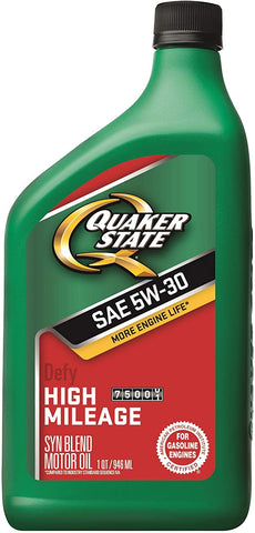 Quaker State 550043276-6PK Defy High Mileage 5W-30 Motor Oil (SN/GF-5), 1 Quart, 6 Pack