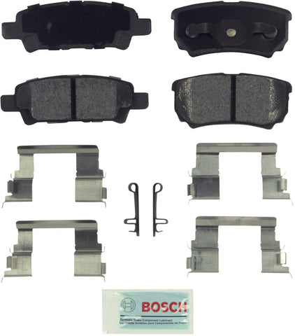 Bosch BE1037H Blue Disc Brake Pad Set with Hardware for Select Chrysler, Dodge, Jeep, and Mitsubishi Vehicles - REAR