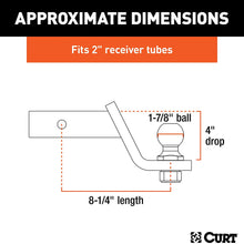 CURT 45055 Trailer Hitch Mount with 1-7/8-Inch Ball & Pin, Fits 2-Inch Receiver, 3,500 lbs, 4-Inch Drop