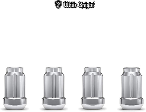 White Knight 3807-4 Chrome M12x1.50 Spline Lug Nut with Key, 4 Pack