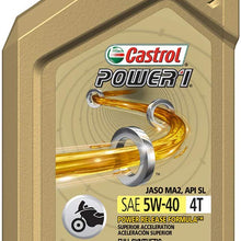 Castrol 06113 Power1 4T 5W-40 Synthetic Motorcycle Oil, 1 Quart Bottle, 6 Pack