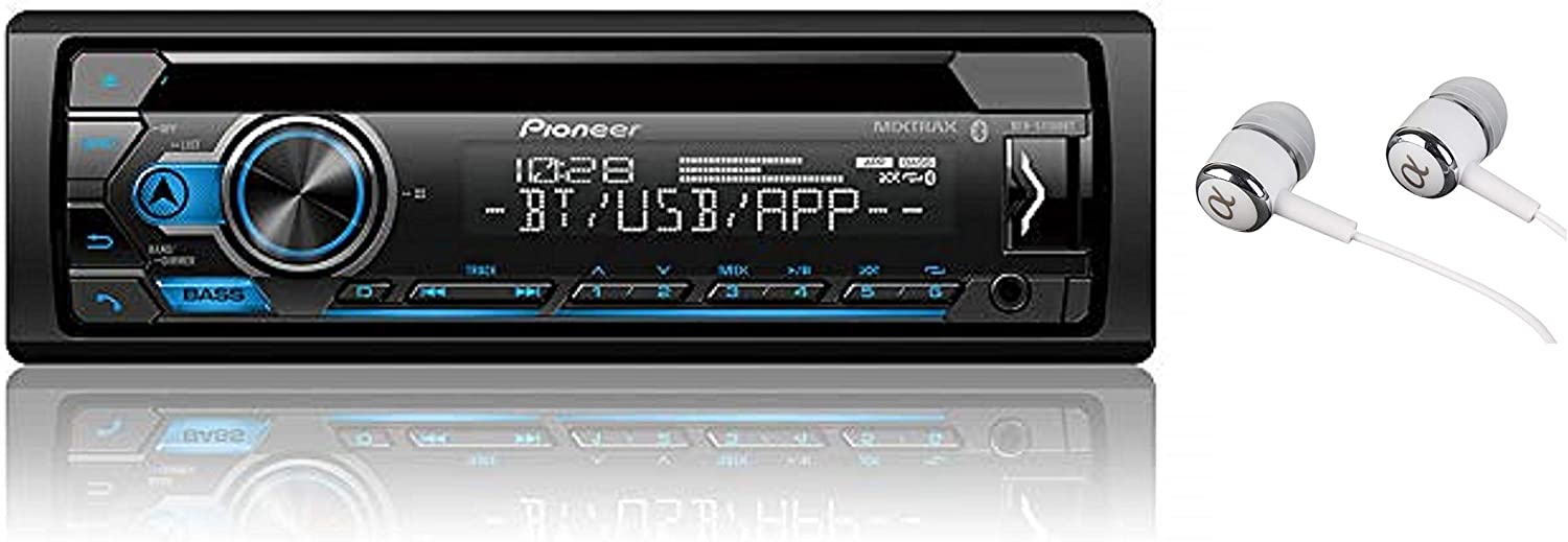 Pioneer DEH-S4100BT in Dash CD AM/FM Receiver with MIXTRAX, Bluetooth Dual Phone Connection, USB, Spotify, Pandora Control, iPhone and Android Music Support, Smart Sync App/Free ALPHASONIK Earbuds