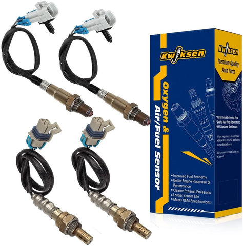 Kwiksen Heated 4Pcs O2 Oxygen Sensor 1 Sensor 2 Bank 1 Bank 2 Upstream Downstream 34-4256 234-4668 Replacement For Chevrolet Silverado 1500 4.8L 5.3L 6.0L 2008 2009/ Silverado 2500 HD 6.0L 2008