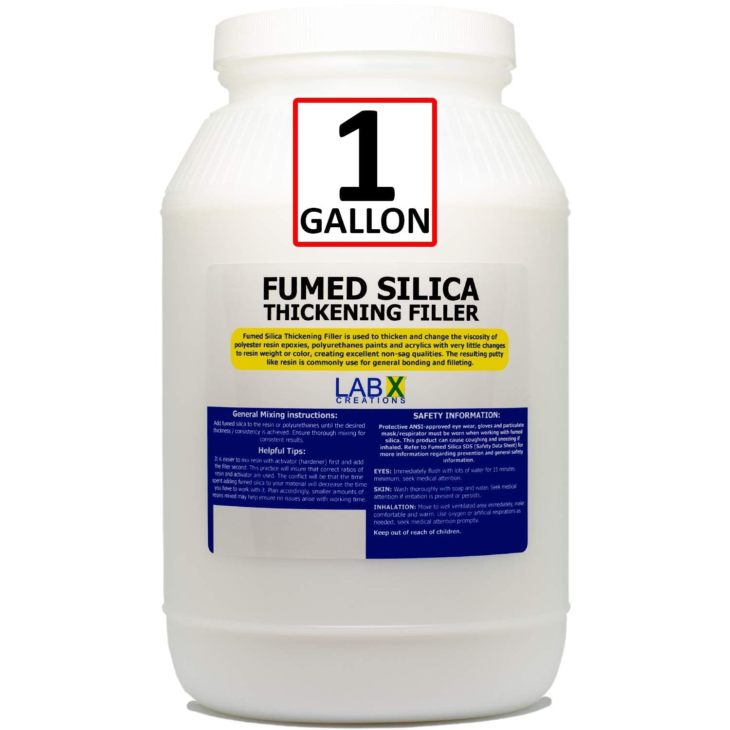 LXC FUMED SILICA white powder super strength thickener, 1 Gallon for epoxy, polyester, fiberglass resin, adhesive, paint systems, thickening agent, sealant, silicone, hydrophilic, Fishing Fly Floatant