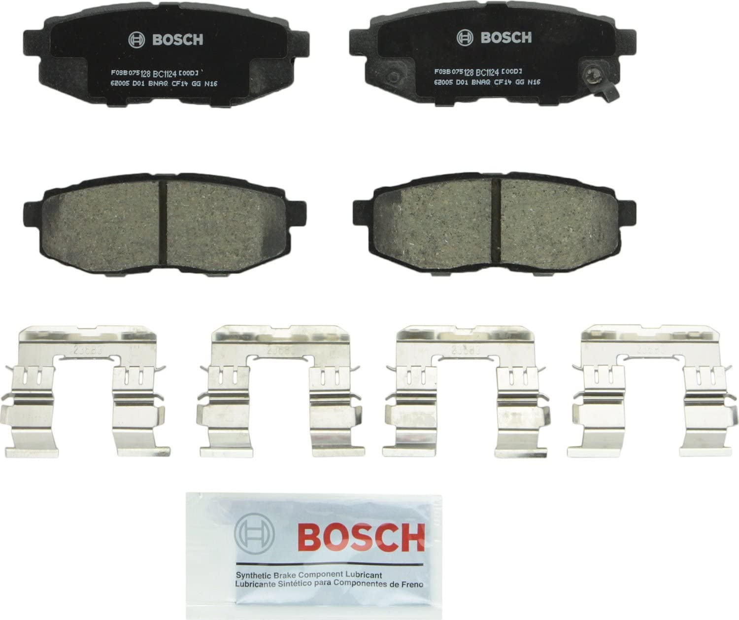 Bosch BC1124 QuietCast Premium Ceramic Disc Brake Pad Set For Select Scion FR-S; Subaru B9 Tribeca, BRZ, Forester, Legacy, Outback, Tribeca; Toyota 86; Rear