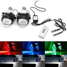 iJDMTOY (2) Mini 3.0-Inch H1 Bi-Xenon HID Retrofit Projector Lens w/Wireless Remote Control RGB LED Demon Eye Kit Compatible With Custom Headlight DIY