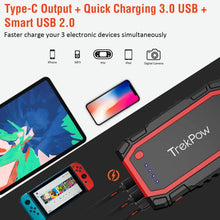 TrekPow A18 800A Peak Portable Car Jump Starter with USB Quick Charge 3.0 (up to 6.0L Gas, 5.0L Diesel Engine), SuperSafe Battery Jumper Pack with Smart Jumper Cables, Type-C Input&Output, Flashlight