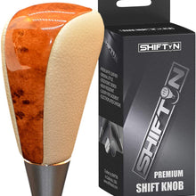 SHIFTIN Leather Wood Gear Shift Knob for Toyota Avalon Yaris 4Runner Land Cruiser Sienna Camry Solara Tacoma and Lexus ES300 ES330 GS300 GS400 GS430 (Tan Beige Leather)