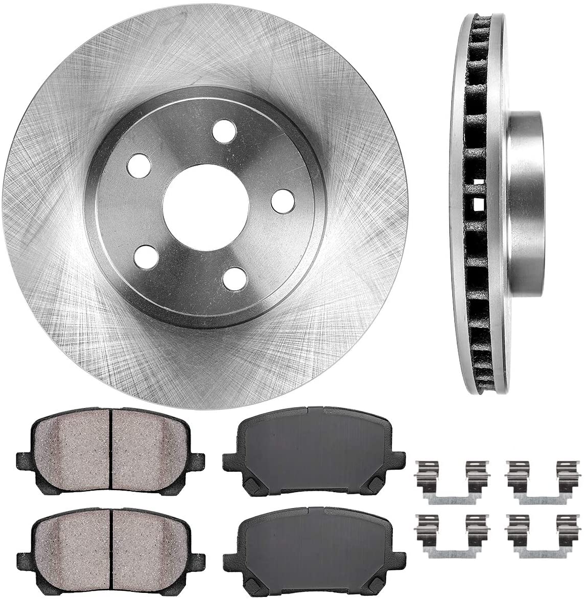 CRK11228 FRONT 275 mm Premium OE 5 Lug [2] Brake Disc Rotors + Ceramic Pads + Clips [ fit Toyota Vibe Corolla Matrix ]