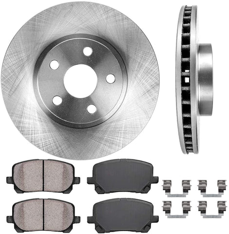 CRK11228 FRONT 275 mm Premium OE 5 Lug [2] Brake Disc Rotors + Ceramic Pads + Clips [ fit Toyota Vibe Corolla Matrix ]