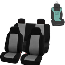 FH Group FB102114 Classic Full Set High Back Flat Cloth Car Seat Covers w. Gift, Gray/Black- Fit Most Car, Truck, SUV, or Van
