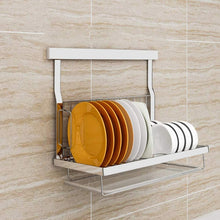 Chenbz Kitchen Rack, Dish Plate Wall Hanging Frame Stainless Steel Drain Rack Hanging Free Punching Dish Plate