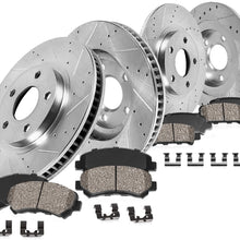 Callahan CDS03150 FRONT 320mm + REAR 299.83mm D/S 5 Lug [4] Rotors + Brake Pads + Clips [fit 2010-2012 Land Rover LR4]