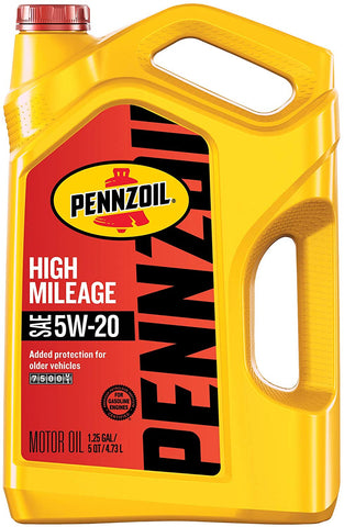 Pennzoil High Mileage Conventional 5W-20 Motor Oil for Vehicles Over 75K Miles (5-Quart, Single-Pack)