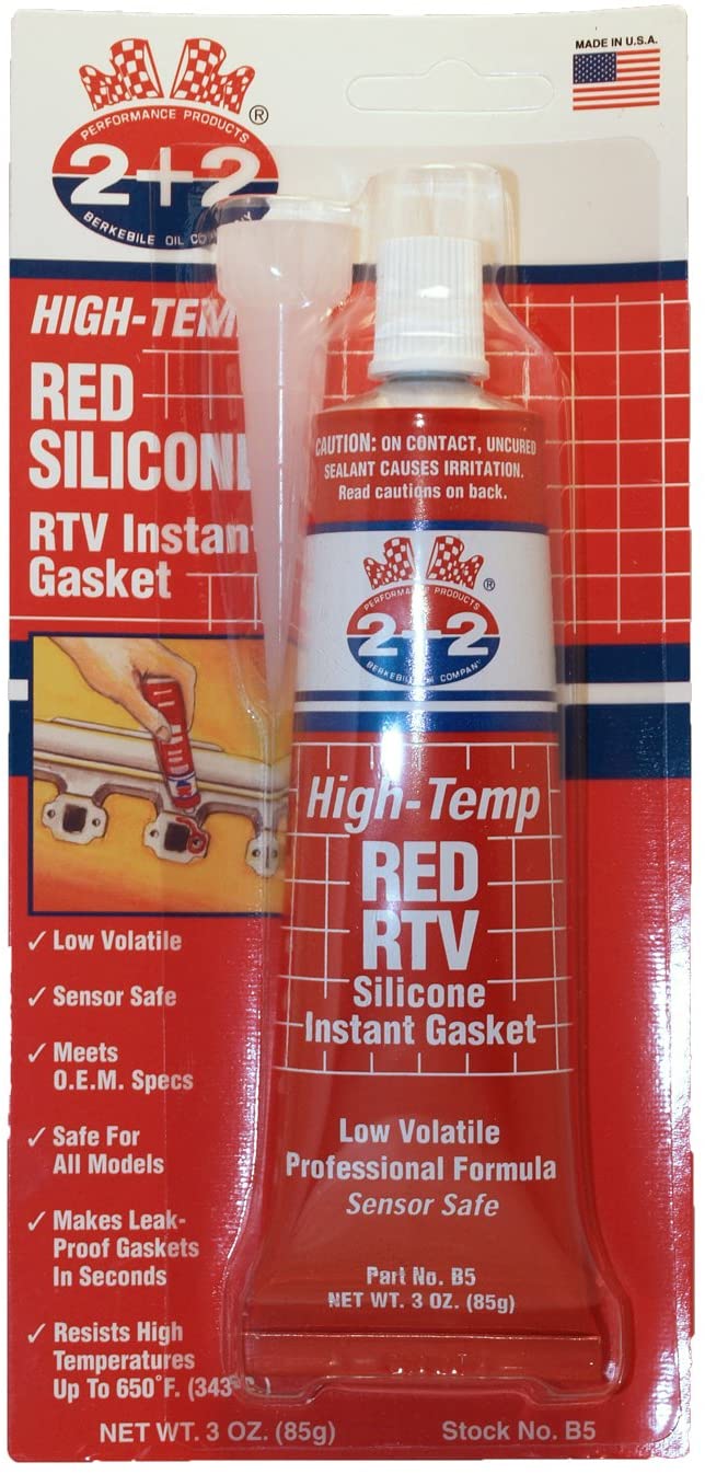 Berkebile Oil 2 + 2 B5 Red RTV Instant Silicone Gasket Maker - 3 oz.