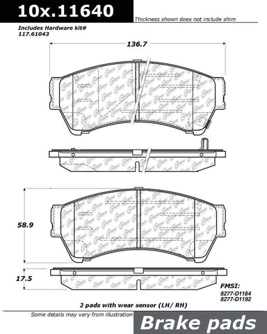 Centric 100.11640 Brake Pad