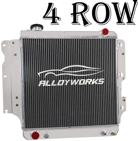 ALLOYWORKS 4 Row Core Full Aluminum Radiator For Jeep Wrangler YJ TJ 2.4L & 2.5L & 4.0L & 4.2L 1987-2006