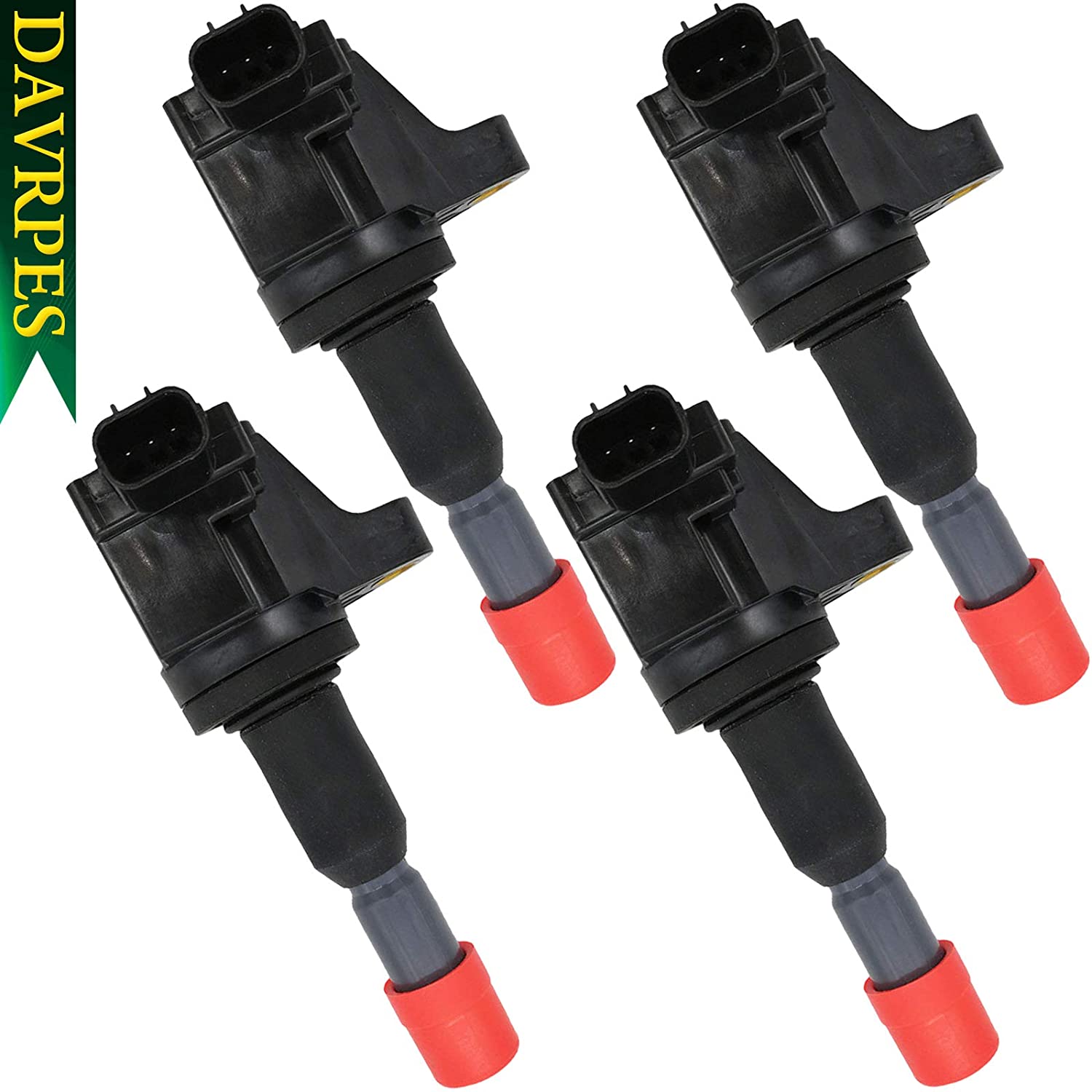 DAVRPES 4Pcs UF581 30520-PWC-003 Ignition Coils Pack For 2007 2008 Honda Fit 1.5L L4 Replace# 610-50119｜30520-PWC-S01｜5C1635｜C1578｜E1081