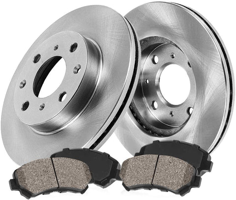 CRK11349 FRONT 280 mm Premium OE 4 Lug [2] Brake Disc Rotors + [4] Ceramic Brake Pads