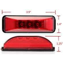 2pcs 3.9 inches 3 Leds Truck Trailer 12V Led Front Rear LED Side Marker Lights Indicator Lamp Rock Light for Truck Trailer Boats,Sealed and Waterproof, Surface Mounted Installation, 2 Red